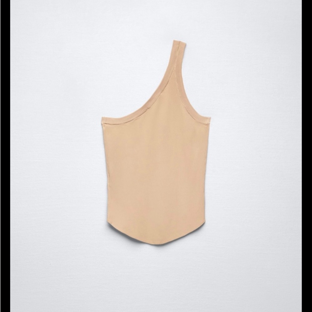 Zara asymmetric knit top light camel - Picture 3 of 4